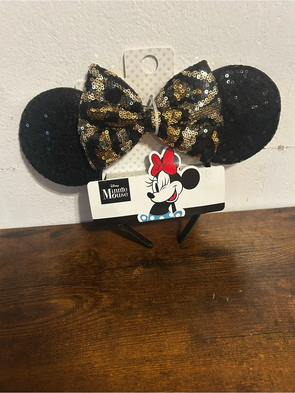Disney Black and Gold Sequin Minnie Ear Headband